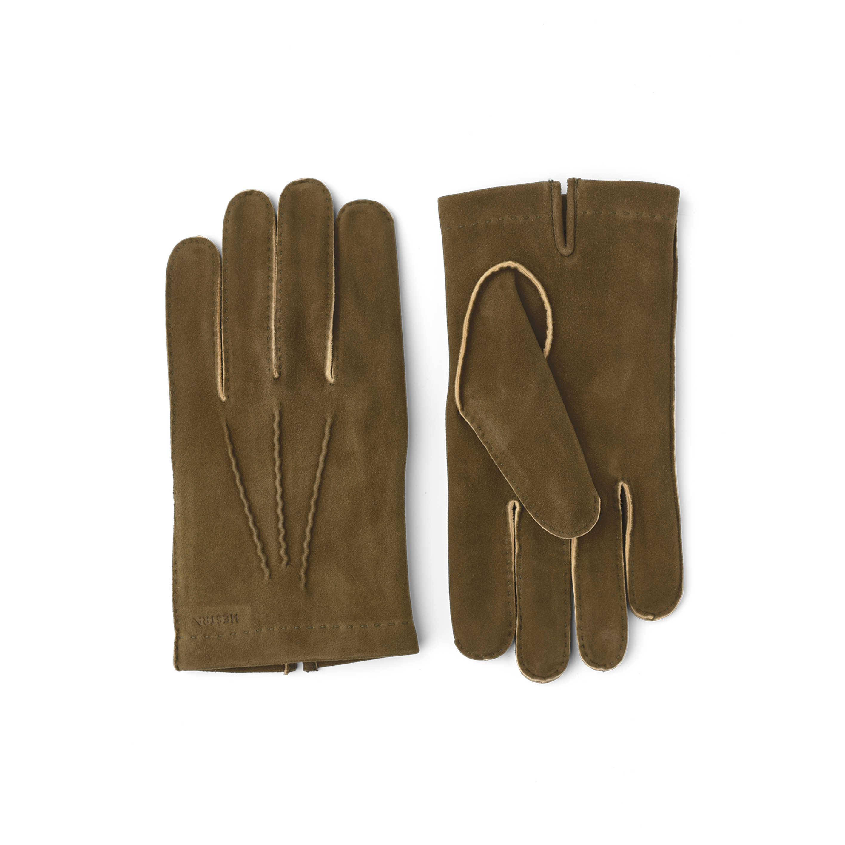 Moss green hand-sewn suede glove