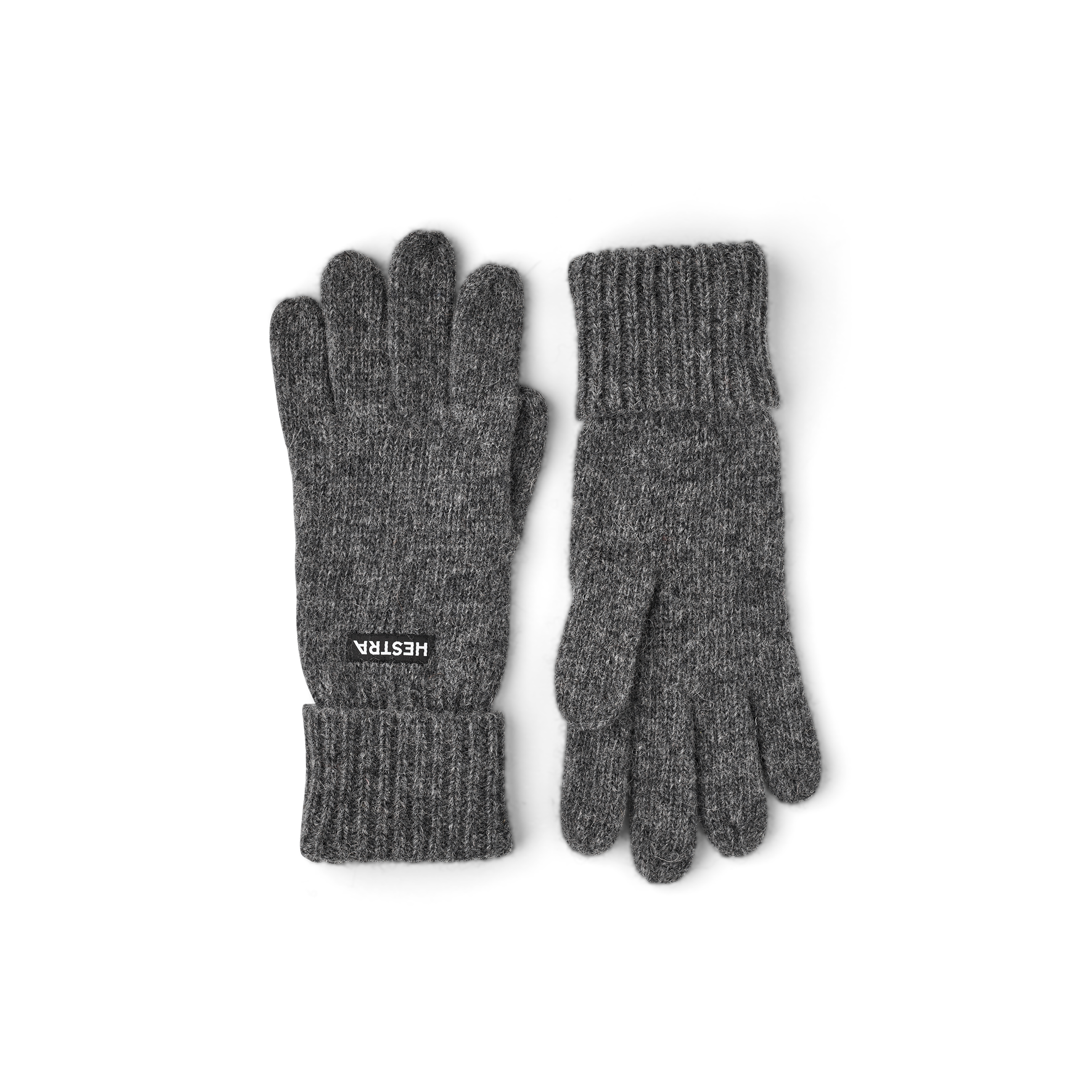 Gray knitted glove in wool and cashmere mix