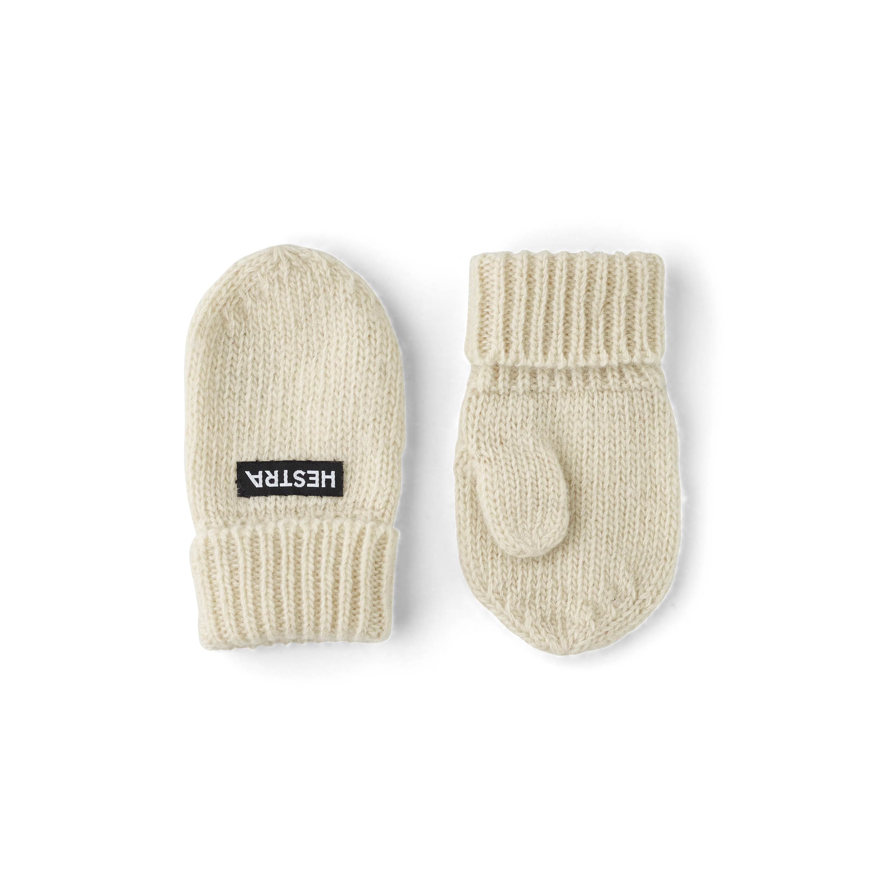 White knitted mitten in wool and cashmere mix