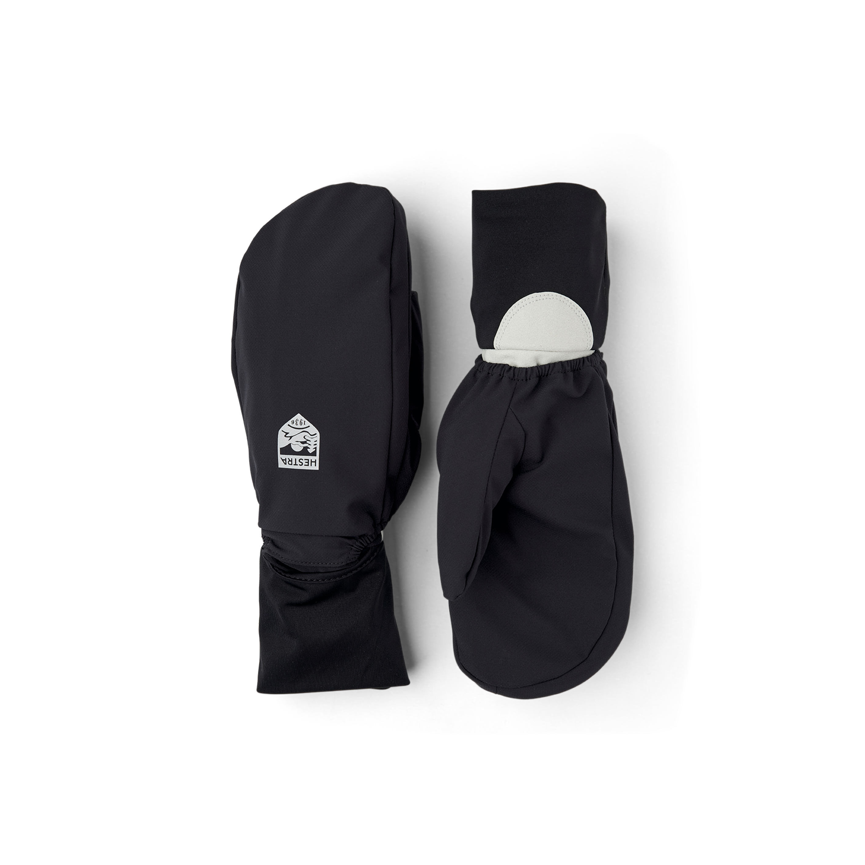Black fabric outdoor glove with synthetic suede palm