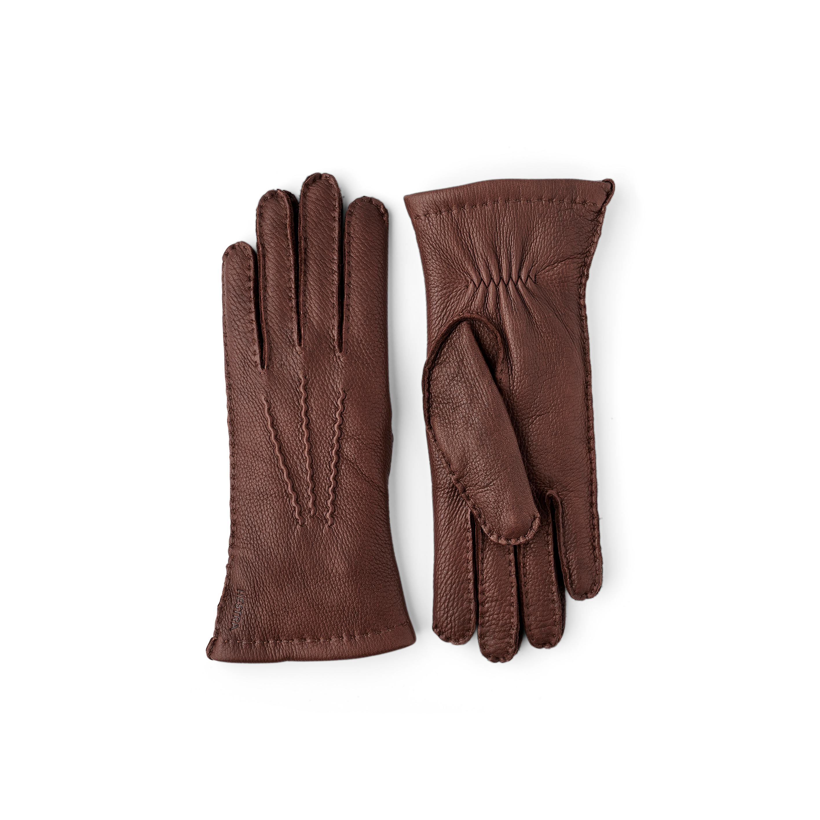 Brown hand-sewn deerskin glove
