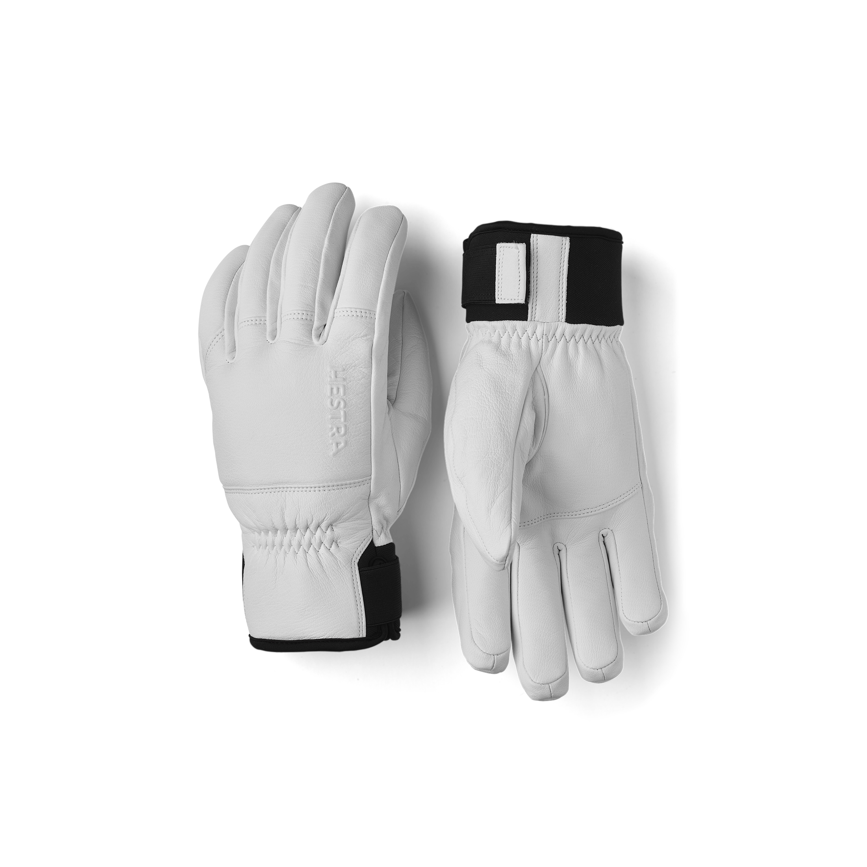 White goat leather ski glove